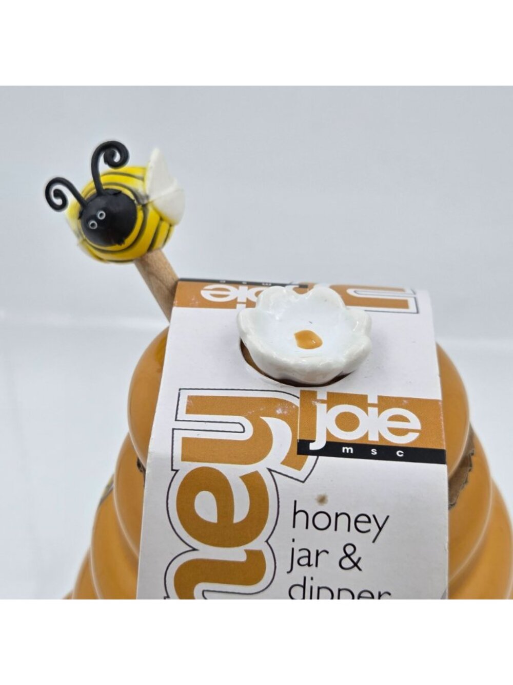 Joie Beehive Honey Jar Wood Bee Dipper Yellow Y2K Retro Kitchen - Picture 5 of 6